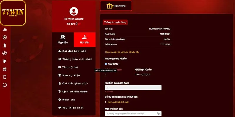 Chú ý quan trọng khi rút tiền 77WIN bạn nên biết